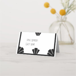 Schwarz-Weiß-Art-Déco-Hochzeit Platzkarte