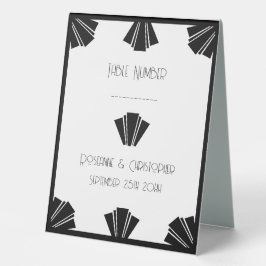 Schwarz-Weiß-Art-Déco-Hochzeit Tischaufsteller