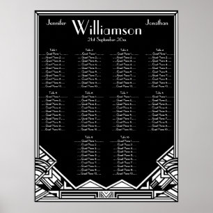 Schwarz-Weiß-Art-Deco-Hochzeitskarte Poster