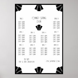 Schwarz-Weiß-Art-Déco-Hochzeitssitze Poster