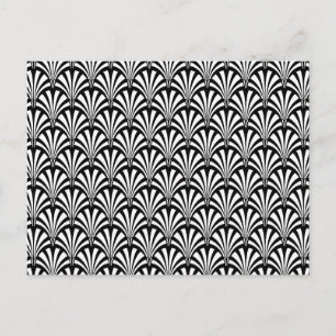 Schwarz-Weiß Art Deco Muster Postkarte