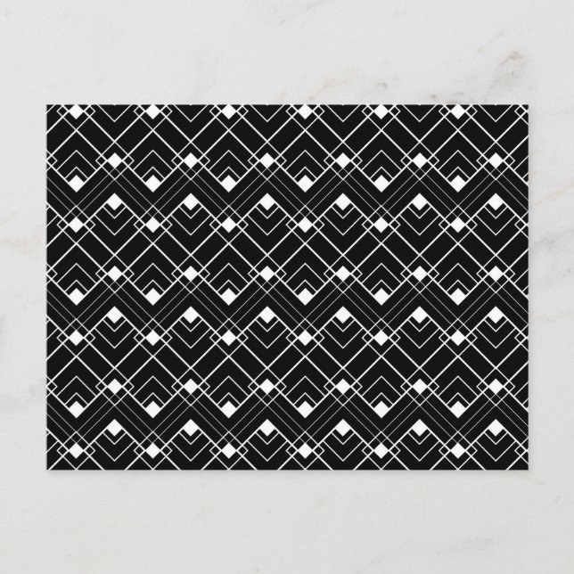 Schwarz-Weiß Art Deco Muster Postkarte (Vorderseite)