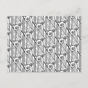 Schwarz-Weiß Art Deco Muster Postkarte