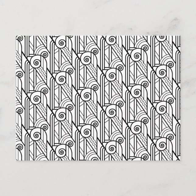 Schwarz-Weiß Art Deco Muster Postkarte (Vorderseite)