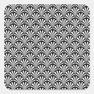 Schwarz-Weiß Art Deco Muster Quadratischer Aufkleber