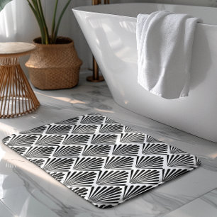 Schwarz-Weiß Art Deco nahtloses Muster Badematte