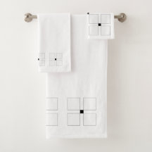 Schwarz-Weiß-Art-Deco-Quadrate Mustertuchhandtuch-