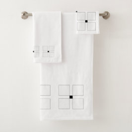 Schwarz-Weiß-Art-Deco-Quadrate Mustertuchhandtuch- Badhandtuch Set