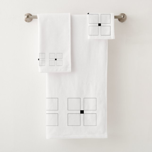 Schwarz-Weiß-Art-Deco-Quadrate Mustertuchhandtuch- Badhandtuch Set (Insitu)