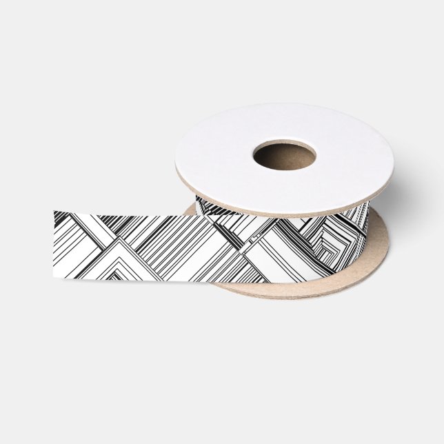 Schwarz-Weiß-Art-Deco Satinband (Spule)