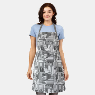 Schwarz-Weiß-Art-Deco Schürze