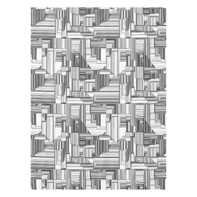 Schwarz-Weiß-Art-Deco Tischdecke (Vorderseite)