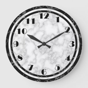 Schwarz-weiß Art Deco-Uhr Große Wanduhr