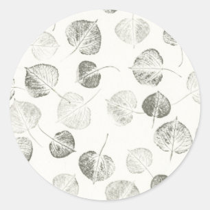Schwarz-Weiß-Aspen-Blätter Design © Sandy Long Runder Aufkleber