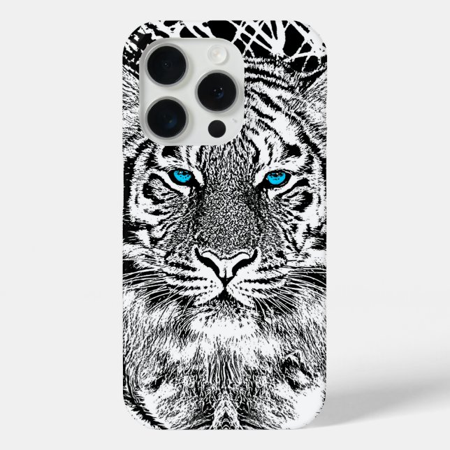 Schwarz-Weiß-Augen-Tiger-Design Case-Mate iPhone Hülle (Rückseite)
