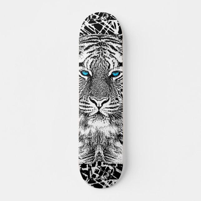 Schwarz-Weiß-Augen-Tiger-Design Skateboard (Vorne)