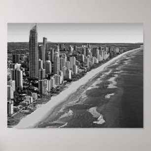 Schwarz-Weiß Australien Gold Coast Poster