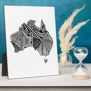 Schwarz-Weiß-Australien Karte Kunst Original Fotoplatte