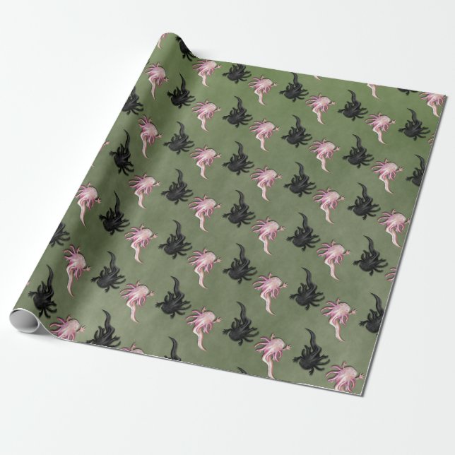 Schwarz-Weiß-Axolotalen Art Geschenkpapier (Ungerollt)