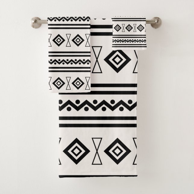 Schwarz-Weiß-Aztec Badhandtuch Set (Insitu)