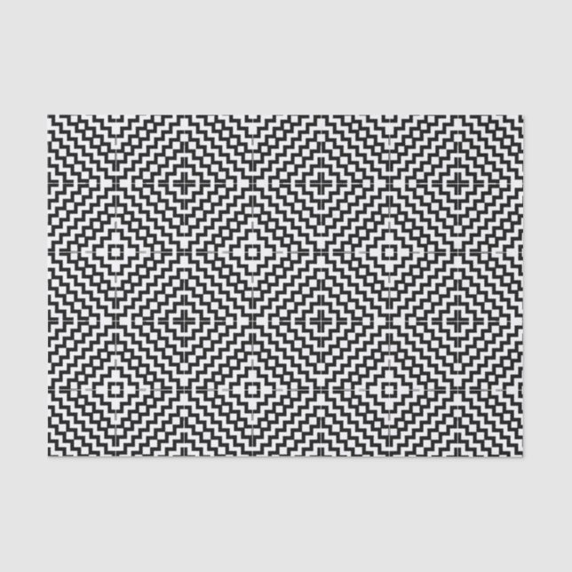 Schwarz-Weiß-Aztec-Design Seidenpapier (Vorderseite)