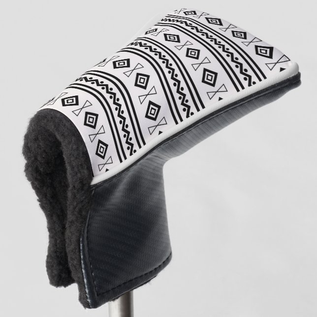 Schwarz-Weiß-Aztec Golf Headcover (3/4 Vorderseite)