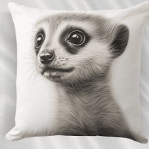 Schwarz-Weiß-Baby Meerkat Square Throw Kissen