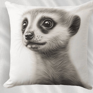 Schwarz-Weiß-Baby Meerkat Square Throw Kissen