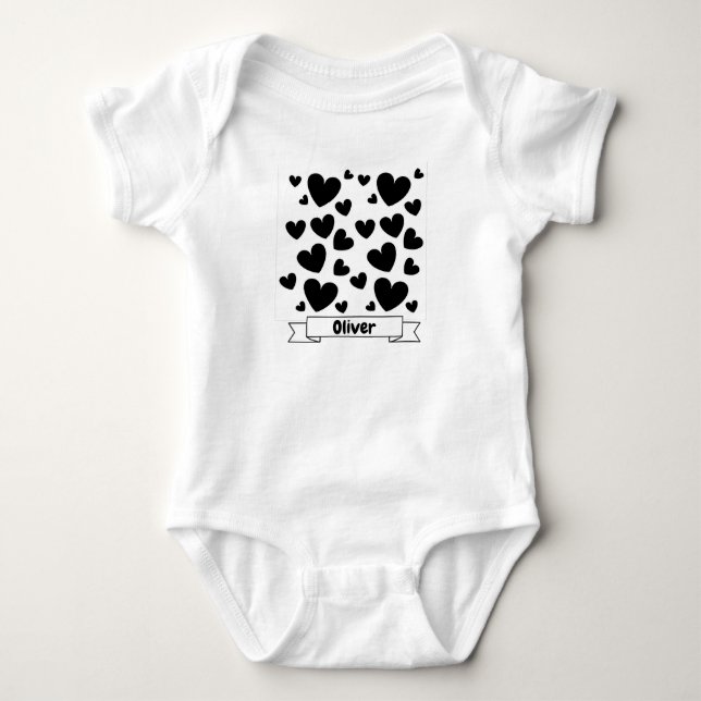 Schwarz-Weiß-Babybodysuit mit hohem Kontrast Baby Strampler (Vorderseite)