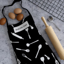 Schwarz-Weiß-Backofen Vater Utensil Küche Schürze