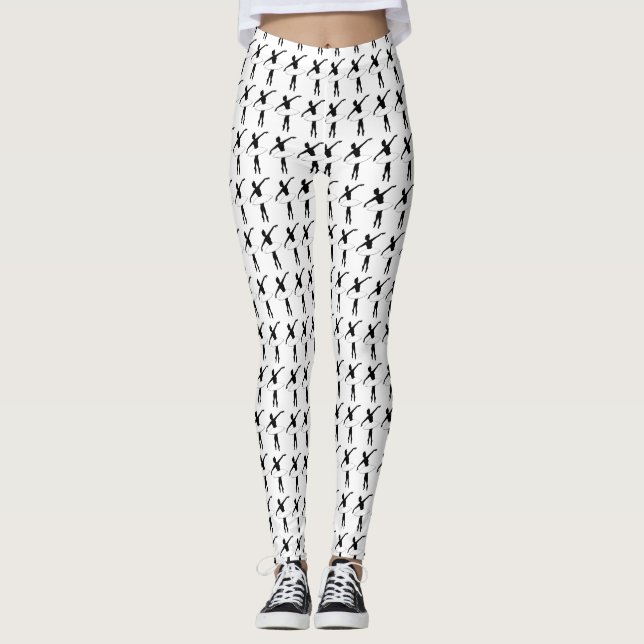 Schwarz-weiß Ballerina Silhouette Ballett Leggings (Vorderseite)