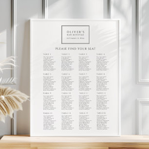 Schwarz-Weiß-Bar Mitzvah-Seekarten-Poster Poster
