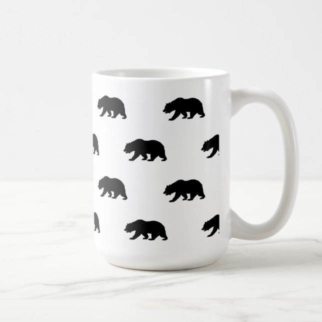 Schwarz-Weiß-Bärenmuster Kaffeetasse (Rechts)