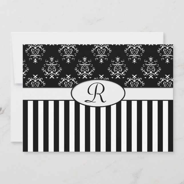 Schwarz-Weiß-Barock Einladung (Vorderseite)