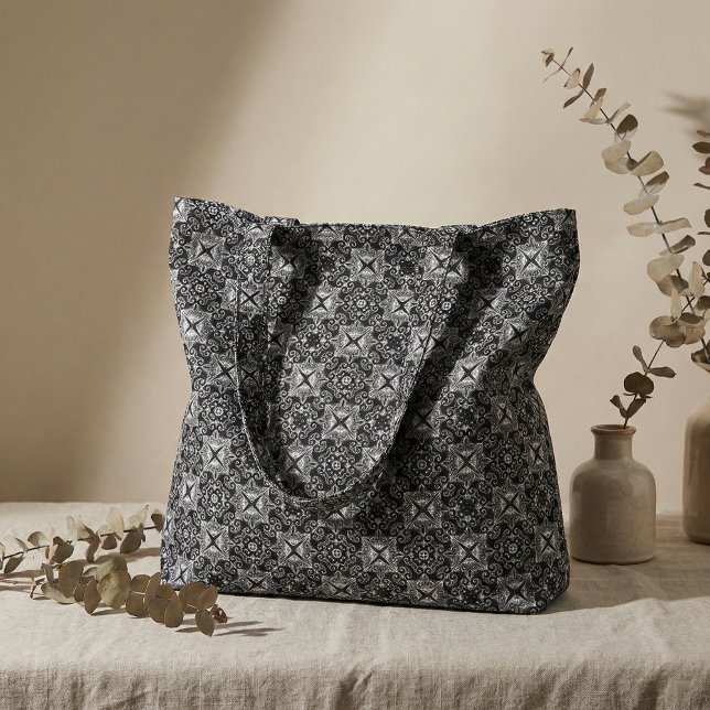 Schwarz-Weiß-Barock-Gotische Mosaikmuster Stoff (Von Creator hochgeladen)