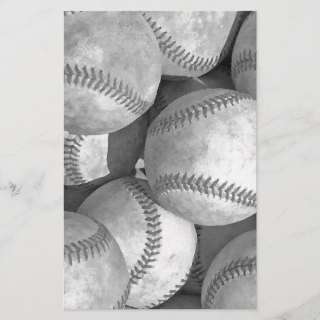 Schwarz-Weiß-Baseball Briefpapier (Vorderseite)