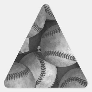 Schwarz-Weiß-Baseball Dreieckiger Aufkleber