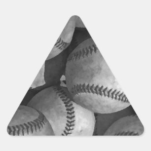 Schwarz-Weiß-Baseball Dreieckiger Aufkleber