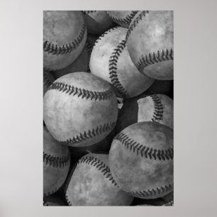 Schwarz-Weiß-Baseball Einzigartiges Kunstwerk Poster