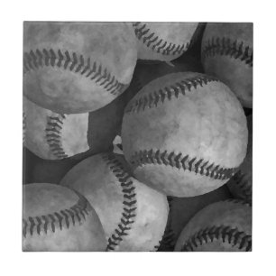 Schwarz-Weiß-Baseball Fliese