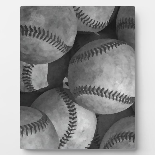 Schwarz-Weiß-Baseball Fotoplatte (Vorderseite)