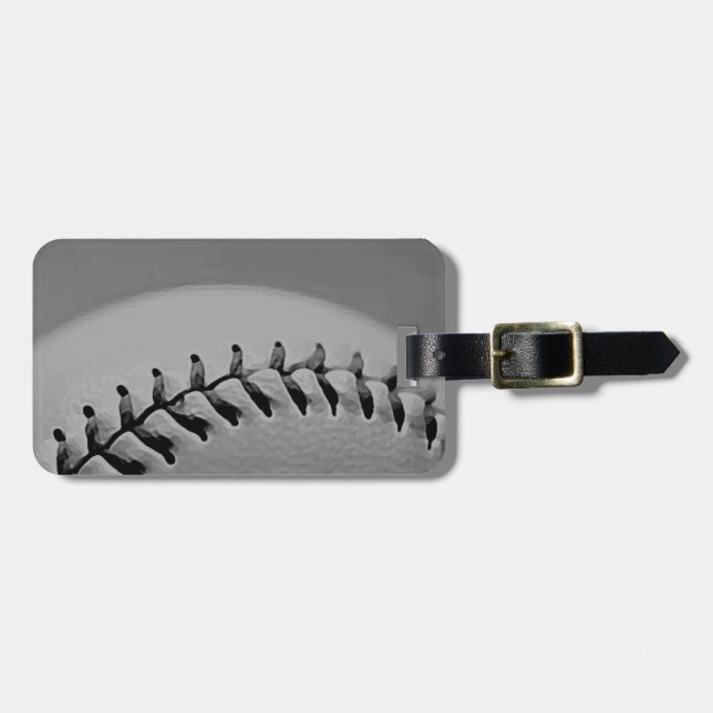 Schwarz-Weiß-Baseball Gepäckanhänger (Vorderseite horizontal)