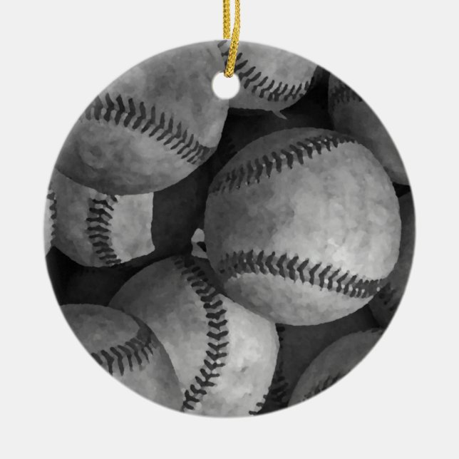 Schwarz-Weiß-Baseball Keramikornament (Vorne)