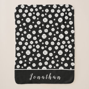 Schwarz-Weiß-Baseball-Kugelmuster Personalisiert Sherpadecke
