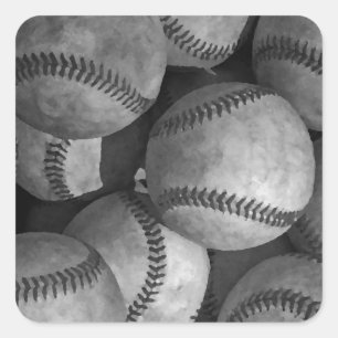 Schwarz-Weiß-Baseball Quadratischer Aufkleber