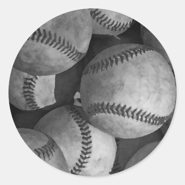 Schwarz-Weiß-Baseball Runder Aufkleber (Vorderseite)