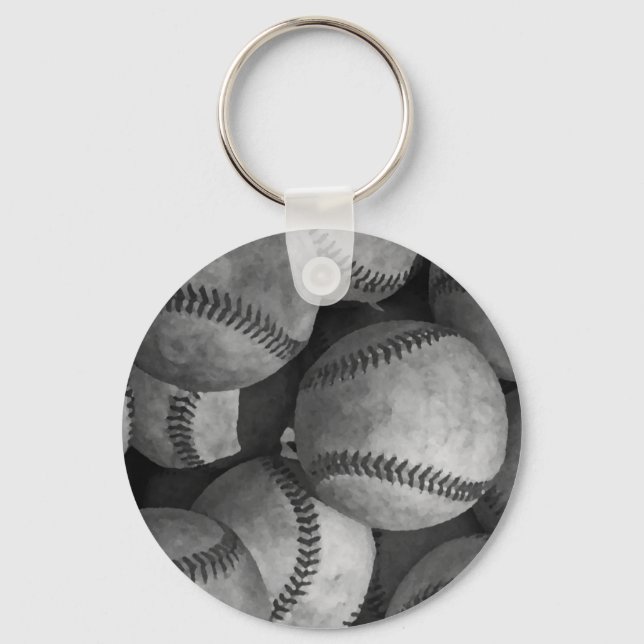 Schwarz-Weiß-Baseball Schlüsselanhänger (Vorderseite)