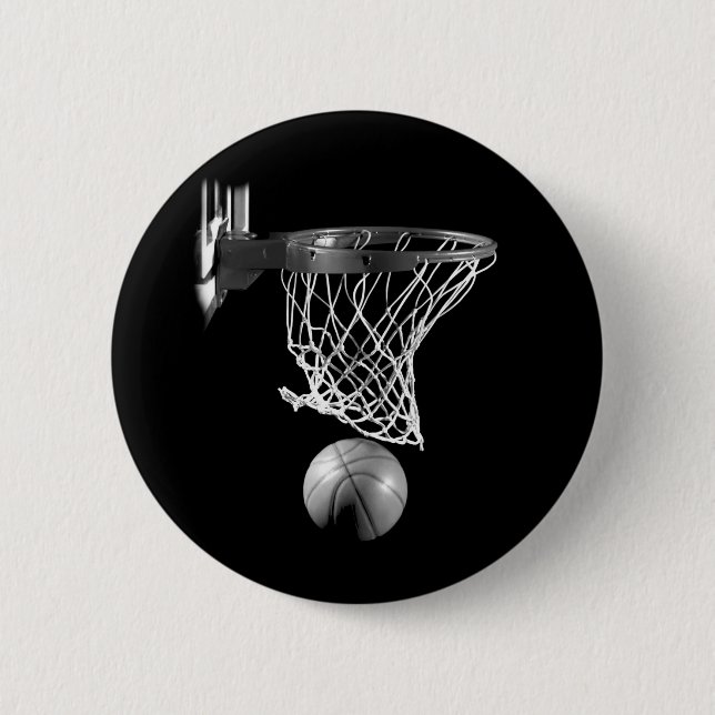 Schwarz-Weiß-Basketball Button (Vorderseite)