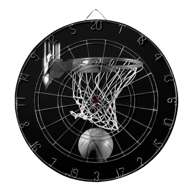 Schwarz-Weiß-Basketball Dartscheibe (vorne)