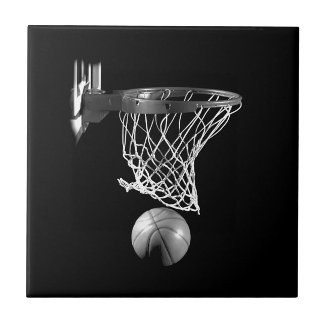 Schwarz-Weiß-Basketball Fliese (Vorderseite)